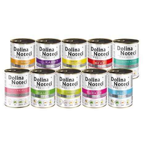 Mokra karma dla psa Dolina Noteci Premium Mix smaków bez ryb 10 x 400 g