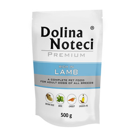 Mokra karma dla psa Dolina Noteci Premium bogata w jagnięcinę saszetka 500 g