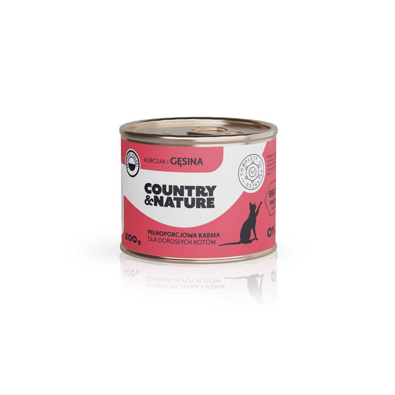 COUNTRY&NATURE bezzbożowa karma mokra dla kota kurczak i gęś 200 g