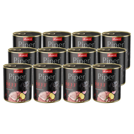 Mokra Karma dla psa Piper Animals z wątróbką wołową i ziemniakiem zestaw 12 x 800 g