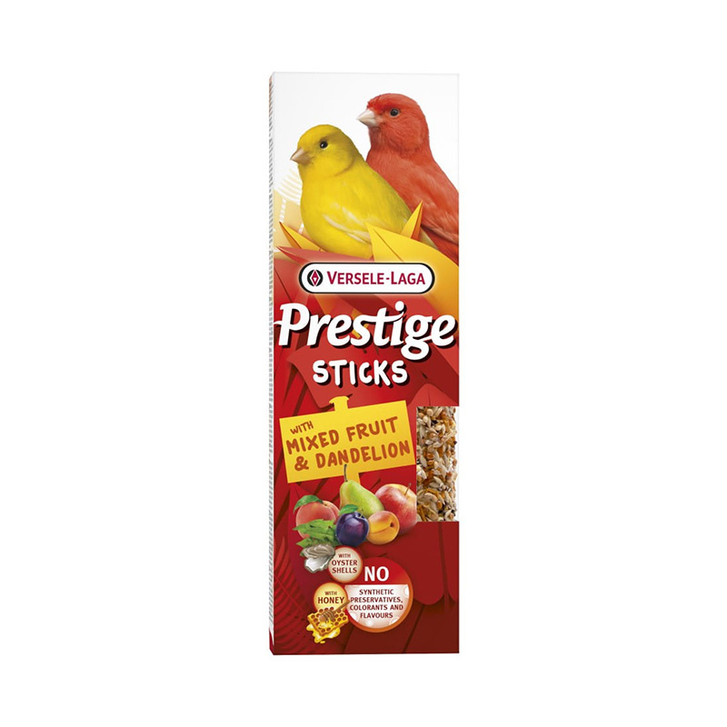 Versele Laga Prestige Sticks kolby z mieszanką owoców i mniszkiem lekarskim dla kanarków 60 g