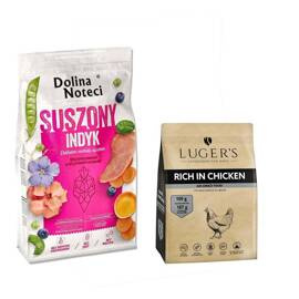 Karma suszona dla psa Dolina Noteci Premium indyk 9 kg + Luger’s karma suszona dla psa bogata w kurczaka 1 kg