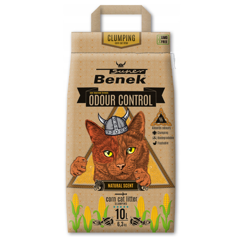 Super Benek Odour Control Natural Kukurydziany żwirek dla kotów 10 l