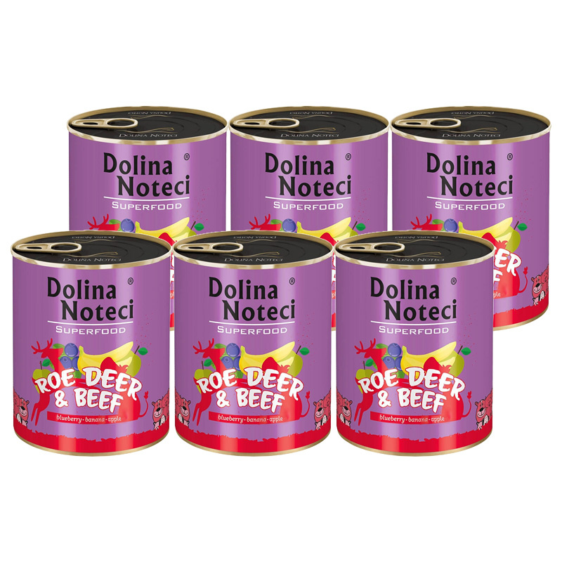 Mokra karma dla psa Dolina Noteci Superfood sarna i wołowina zestaw 6 x 800 g