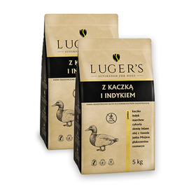 Sucha karma dla psa Luger’s z kaczką i indykiem zestaw 2 x 5 kg
