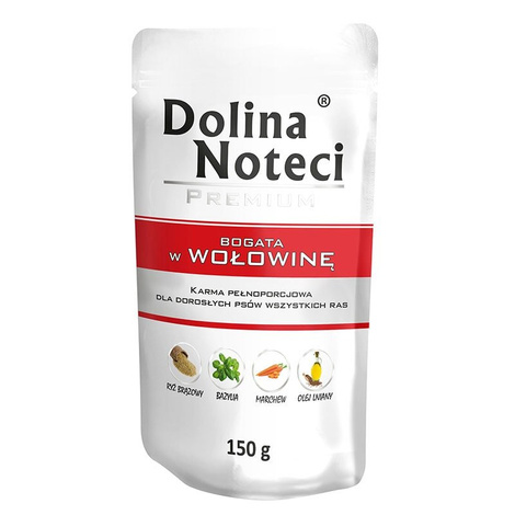 Mokra karma dla psa Dolina Noteci Premium bogata w wołowinę zestaw 10 x 150 g