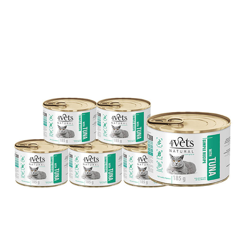 4Vets Natural Mokra karma dla kota z tuńczykiem zestaw 6 x 185 g