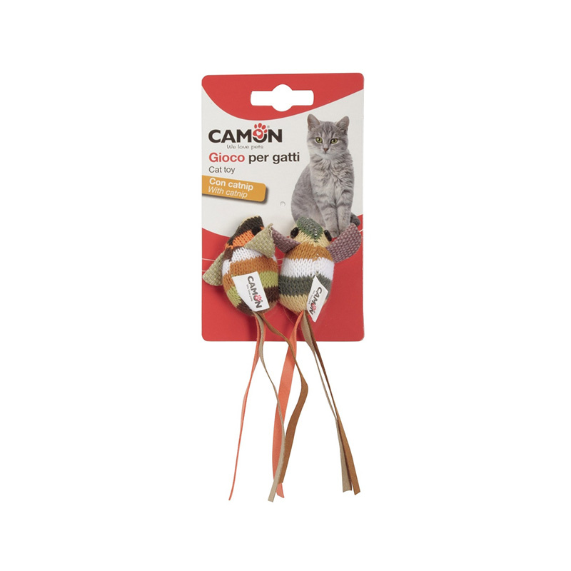 Camon Cat Toy zabawka dla kota myszki w paski 2 szt