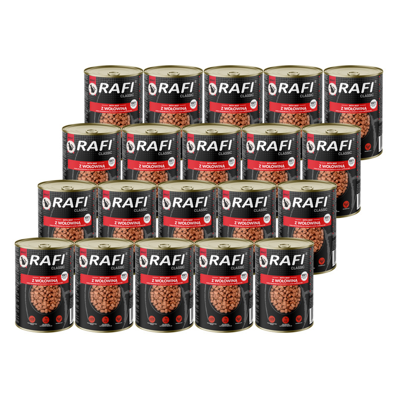 Rafi Classic Mokra karma dla kota kawałki z wołowiną w sosie zestaw 20 x 415 g