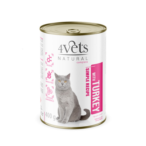 4Vets Natural Mokra karma dla kota z indykiem 400 g