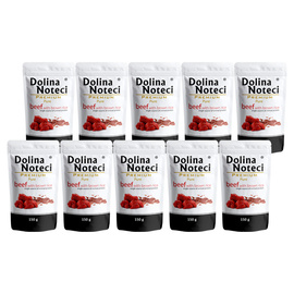 Mokra karma dla psa alergika Dolina Noteci Premium Pure bogata w wołowinę z ryżem brązowym zestaw 10 x 150 g
