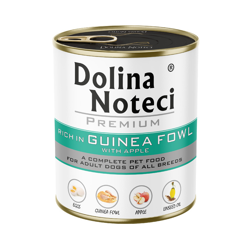 Mokra karma dla psa Dolina Noteci Premium bogata w perliczkę z jabłkiem puszka 800 g