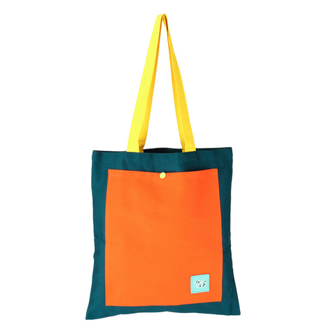 Spółka Zoo Design Materiałowa torba z kieszenią zielono-pomarańczowa