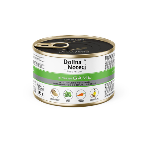 Mokra karma dla psa Dolina Noteci Premium bogata w dziczyznę puszka 185 g