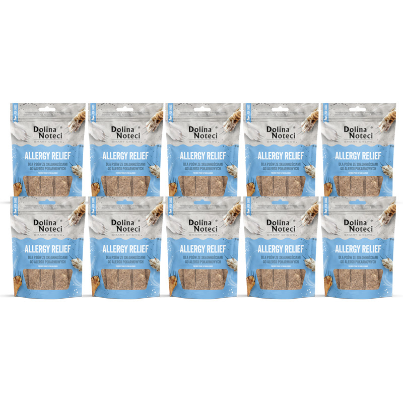 Dolina Noteci Smart Chews Allergy Relief Przysmaki funkcjonalne dla psa ze skłonnościami do alergii zestaw 10 x 7 szt.