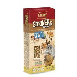 Pokarm dla gryzoni Vitapol Smakers 3x1 owoce leśne, popcorn, orzechowa 135 g 3 szt.