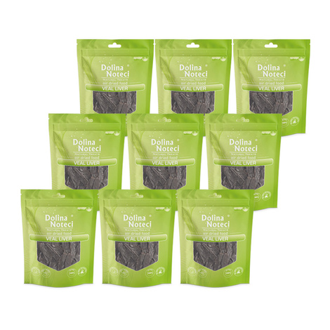 Dolina Noteci Natural Treats Veal Liver wątroba cielęca przysmak dla psa zestaw 9 x 150 g