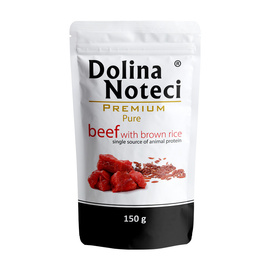 Mokra karma dla psa alergika Dolina Noteci Premium Pure bogata w wołowinę z ryżem brązowym saszetka 150 g