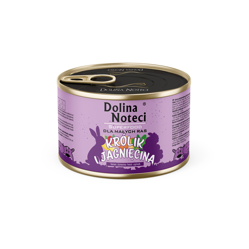 Dolina Noteci Superfood Karma mokra dla psów małych ras królik i jagnięcina 185 g