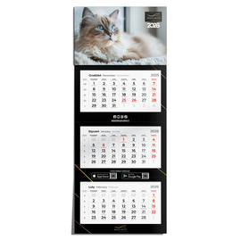 Kalendarz ścienny 2026 trójdzielny Kot