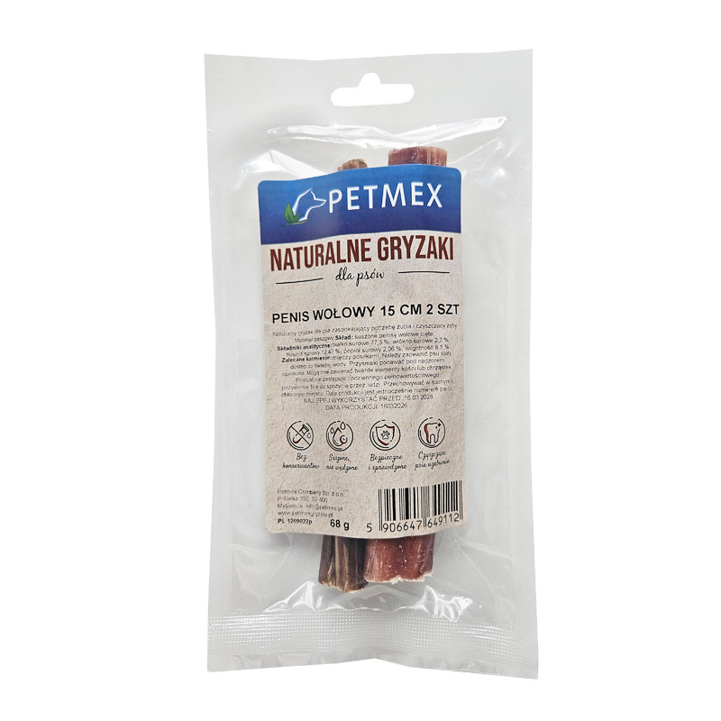 Petmex Penis wołowy przysmak dla psa 15 cm 2 szt.