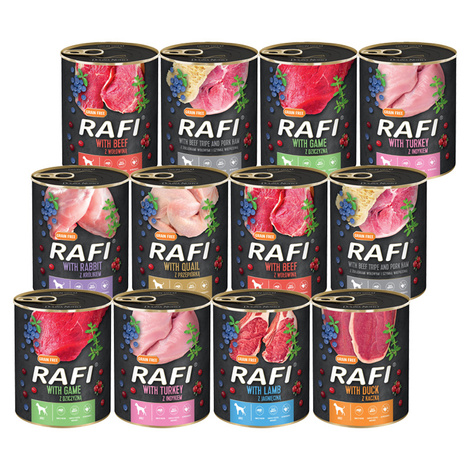 Mokra karma dla psa Rafi mix smaków zestaw 12 x 800 g