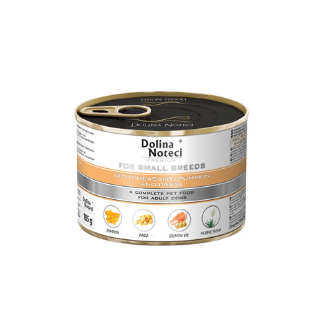 Mokra karma dla psów małych ras Dolina Noteci Premium z bażantem, dynią i makaronem puszka 185 g