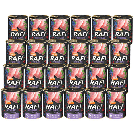 Mokra karma dla psa Rafi z królikiem zestaw 24 x 400 g