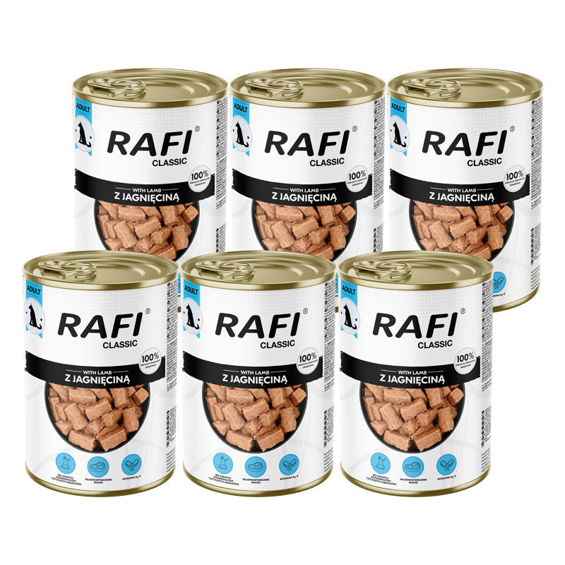 Mokra karma dla psa Rafi Classic z jagnięciną zestaw 6 x 1240 g