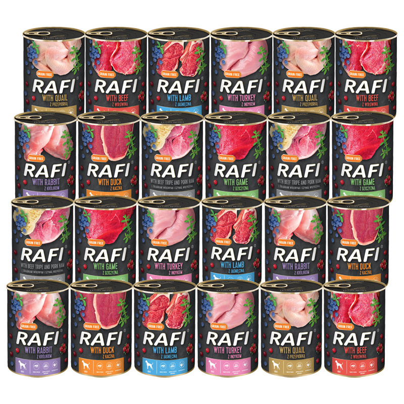 Mokra karma dla psa Rafi mix smaków 24 x 400 g