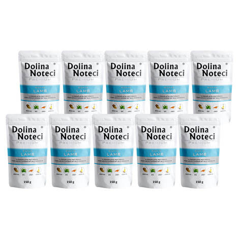 Mokra karma dla psa Dolina Noteci Premium bogata w jagnięcinę saszetka 10 x 150 g