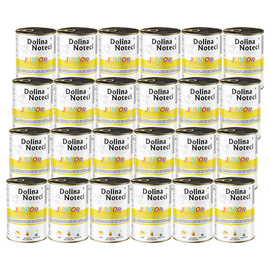 Mokra karma dla psa junior Dolina Noteci Premium bogata w żołądki z kurczaka zestaw 24 x 400 g