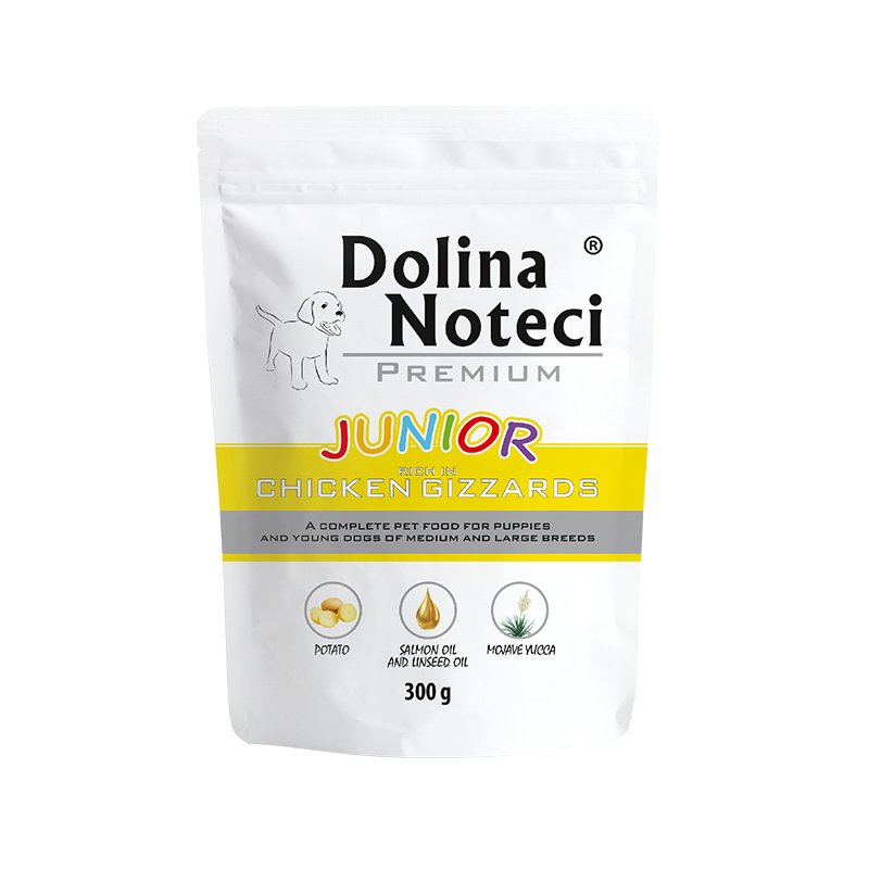 Mokra karma dla psa junior Dolina Noteci Premium bogata w żołądki z kurczaka saszetka 300 g