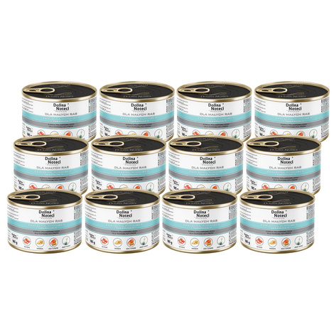 Mokra karma dla psów małych ras Dolina Noteci Premium z cielęciną, pomidorami i makaronem zestaw 12 x 185 g