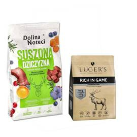 Karma suszona dla psa Dolina Noteci Premium dziczyzna 9 kg + Luger’s karma suszona dla psa bogata w dziczyznę 1 kg