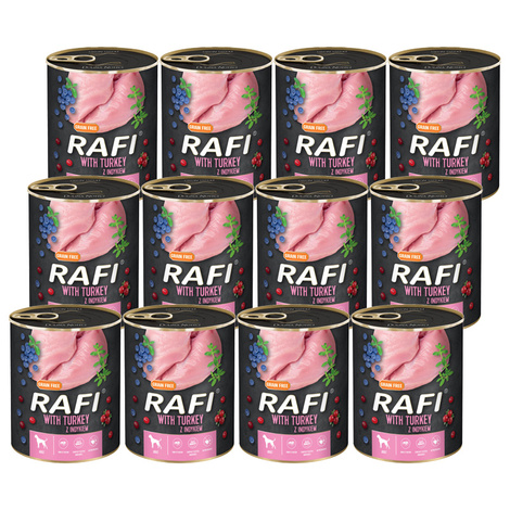 Mokra karma dla psa Rafi z indykiem zestaw 12 x 800 g