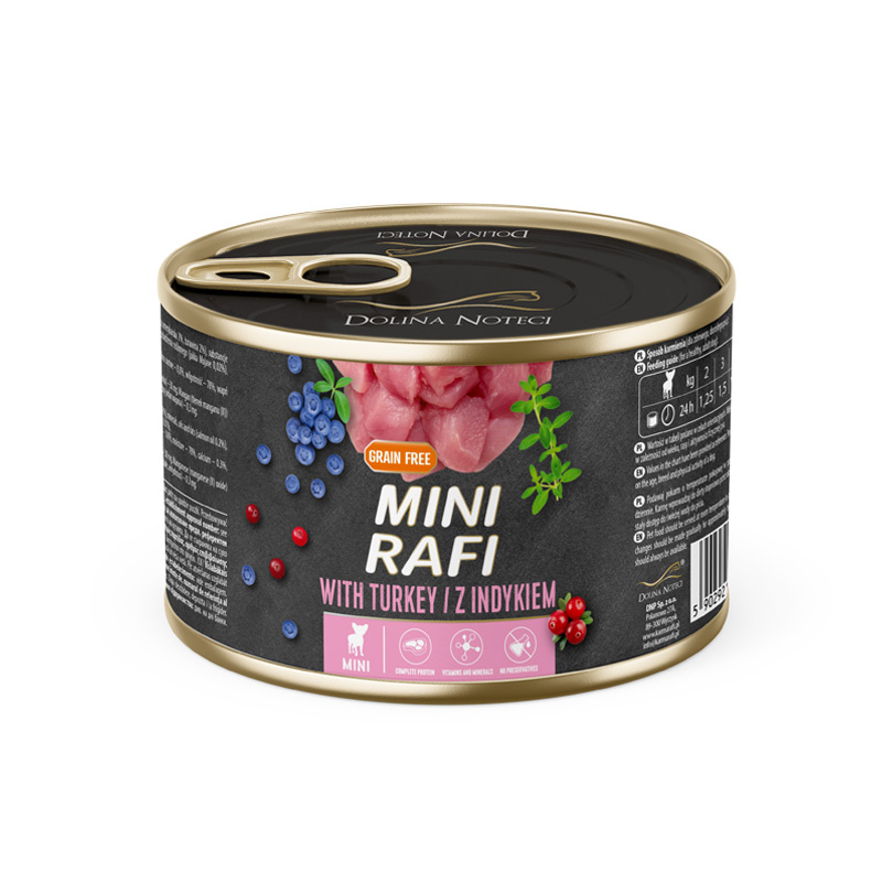 Mokra karma dla psa Mini Rafi z indykiem 185 g