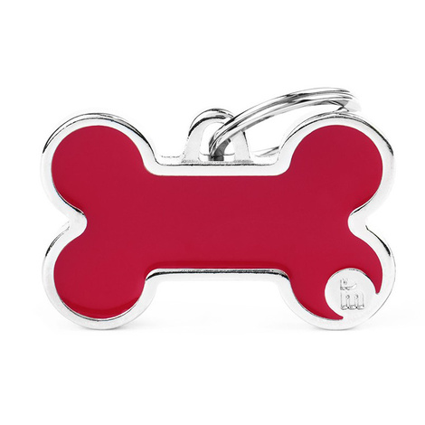 Zawieszka Adresówka Identyfikator z grawerem dla psa i kota kość czerwona z obramówką L