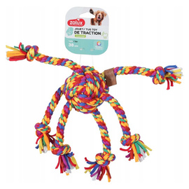 Zolux Szarpak dla psa Ośmiornica z plecionego sznurka Rainbow 38 cm
