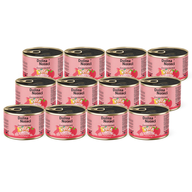 Dolina Noteci Superfood Karma mokra dla psów małych ras koza i indyk zestaw 12 x 185 g