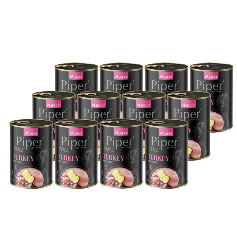 Mokra karma dla psa Piper Pure indyk z ziemniakiem zestaw 12 x 400 g