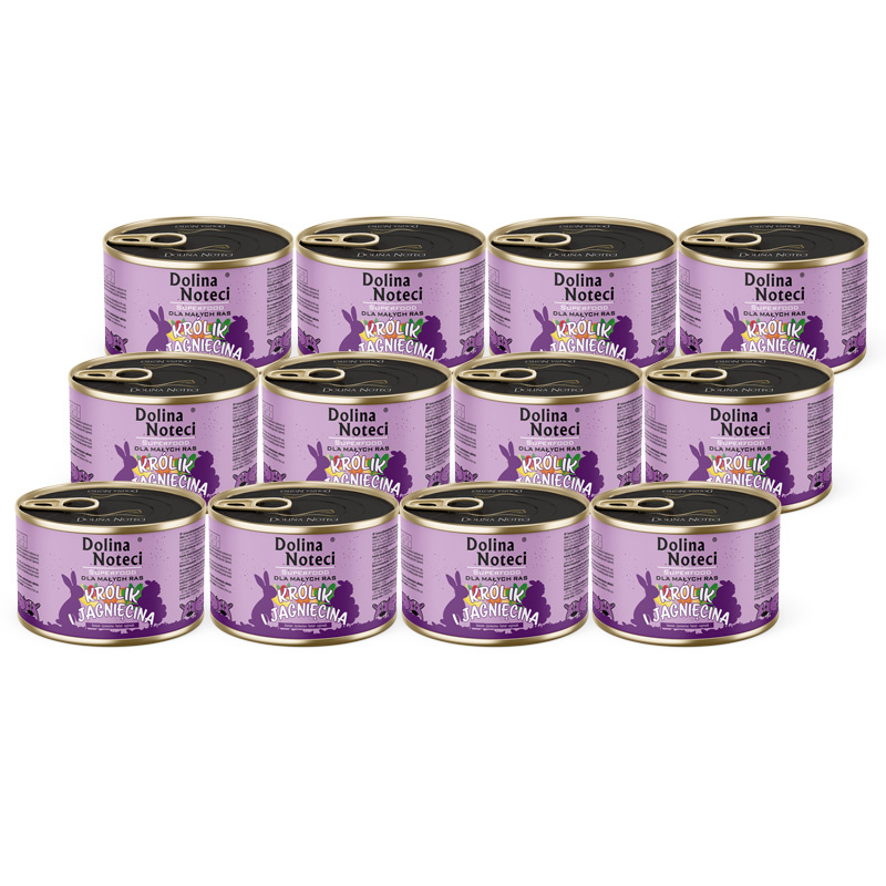 Dolina Noteci Superfood Karma mokra dla psów małych ras królik i jagnięcina zestaw 12 x 185 g