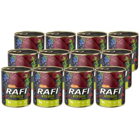 Mokra karma dla psa Rafi z gęsią zestaw 12 x 800 g