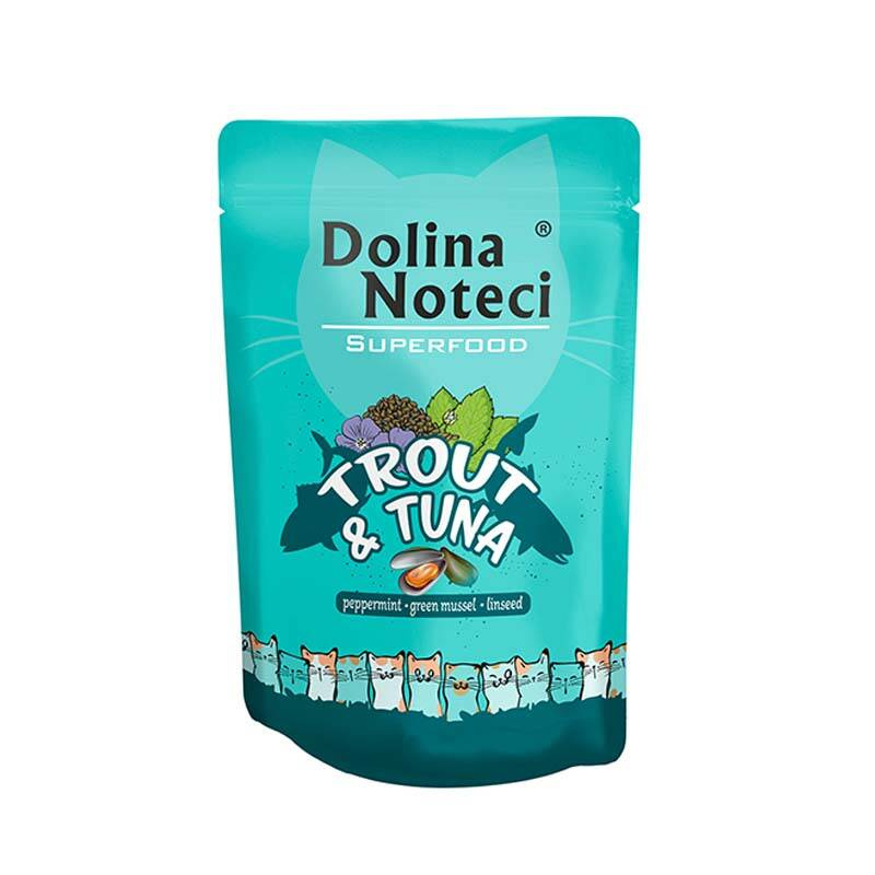 Karma mokra dla kota Dolina Noteci Superfood pstrąg i tuńczyk saszetka 85 g