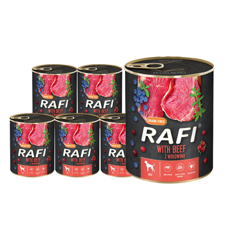 Mokra karma dla psa Rafi z wołowiną zestaw 12 x 800 g