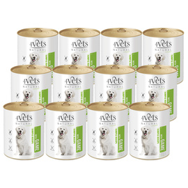 Mokra karma 4Vets Natural dla psa z dziczyzną zestaw 12 x 800 g