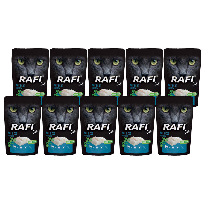 Mokra karma dla kota Rafi Cat Adult z dorszem zestaw 10 x 100 g