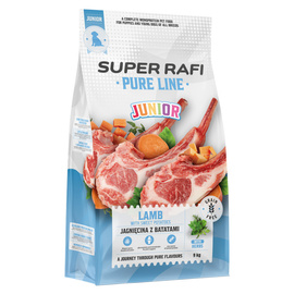 Super Rafi Pure Line Junior Sucha karma dla szczeniąt i młodych psów jagnięcina z batatami 9 kg