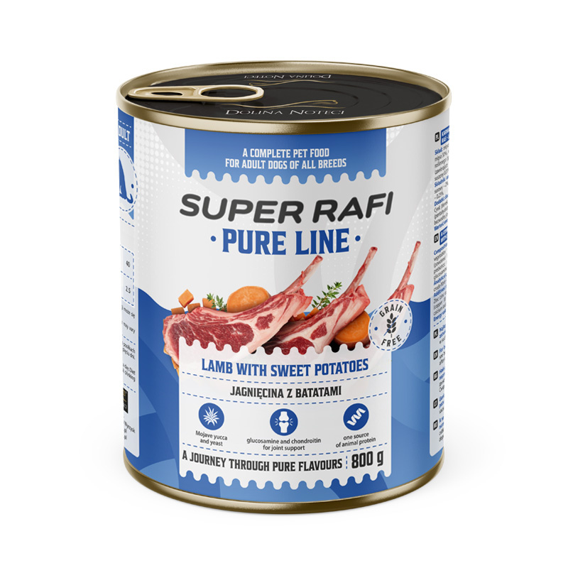 Super Rafi Pure Line Mokra karma dla psa - jagnięcina z batatami 800 g