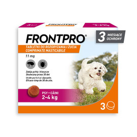 Frontpro Tabletka do rozgryzania i żucia przeciw pchłom i kleszczom dla psa 2-4 kg 3 szt. 11 mg